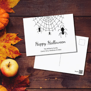 Cartes Pour Fêtes Annuelles Araignées gothiques Noir Blanc Joyeux Halloween