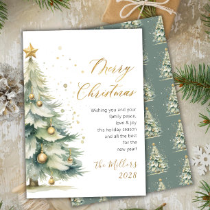 Cartes Pour Fêtes Annuelles Arborescence de Noël Gold Script moderne
