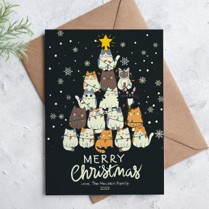 Cartes Pour Fêtes Annuelles Arbre à Chat Adorable Amoureux des Animaux Noël Pl