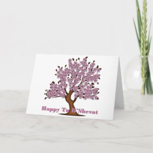 Cartes Pour Fêtes Annuelles Arbre à fleurs rose Tu B. Shevat