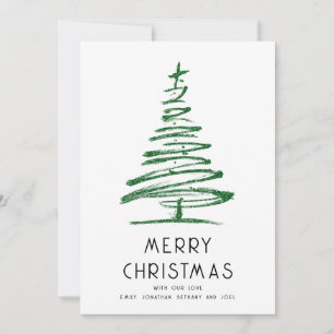 Cartes Pour Fêtes Annuelles Arbre à Paillettes Vert Calendrier 2026 Joyeux Noë