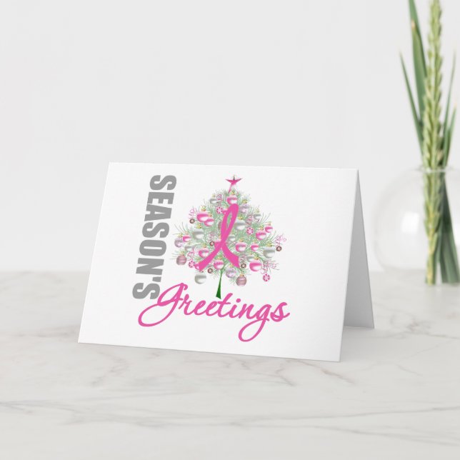 Cartes Pour Fêtes Annuelles Arbre à ruban rose Bonnes Fêtes (Devant)