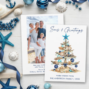 Cartes Pour Fêtes Annuelles Arbre aquarelle Mers et salutations Photo Plage