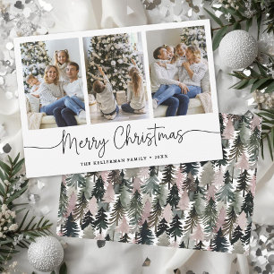 Cartes Pour Fêtes Annuelles Arbre aquarelle Noël Photo Minimaliste Noël