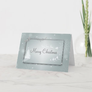 Cartes Pour Fêtes Annuelles Arbre argenté de Joyeux Noël avec piller le renne