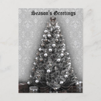 Cartes Pour Fêtes Annuelles Arbre argenté élégant avec présent Yule de Noël