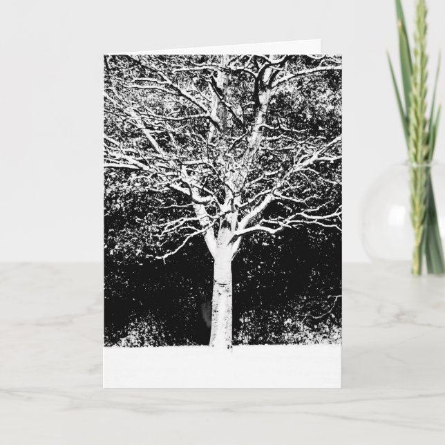 Cartes Pour Fêtes Annuelles Arbre blanc (Devant)