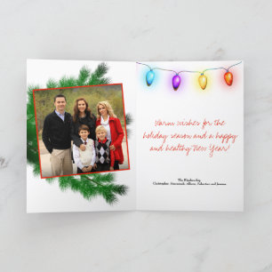 Cartes Pour Fêtes Annuelles Arbre blanc Ornement Vintage lumières Photo person