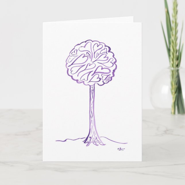 Cartes Pour Fêtes Annuelles Arbre d'amour pourpre (Devant)