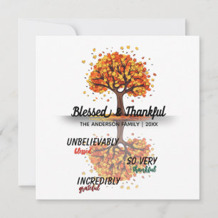 Cartes Pour Fêtes Annuelles Arbre d'automne heureux Thanksgiving béni