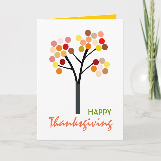 Cartes Pour Fêtes Annuelles Arbre d'automne Thanksgiving (Devant)