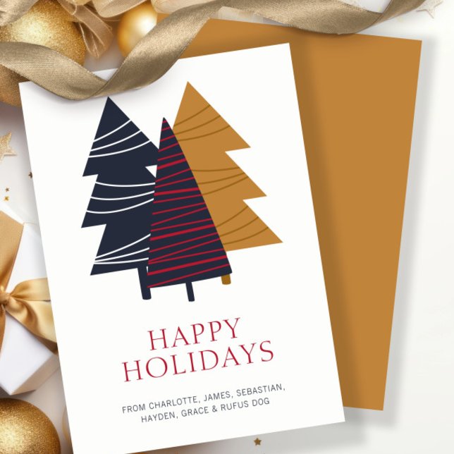 Cartes Pour Fêtes Annuelles Arbre de Bois Moderne Thème Noël Personnalisé (Modern Woodland Tree Themed Christmas Personalized Holiday Card by Ricaso. Scandinavian Nordic Cards)