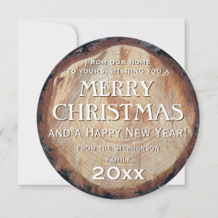 Cartes Pour Fêtes Annuelles Arbre de bois rustique coupe-bois Accueil de Noël 