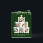 Cartes Pour Fêtes Annuelles Arbre de collage de photos Lumières vertes en fil<br><div class="desc">Arbre de collage de photos Lumières vertes en fil pliées Carte de vacances</div>