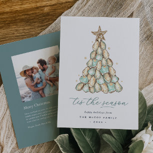 Cartes Pour Fêtes Annuelles Arbre de Coquilles d'Huîtres Noël Photo de Côte