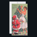 Cartes Pour Fêtes Annuelles Arbre de décoration de Noël vintage des années 195<br><div class="desc">1950s Vintage Christmas Girl décorant Tree Holiday Card.</div>