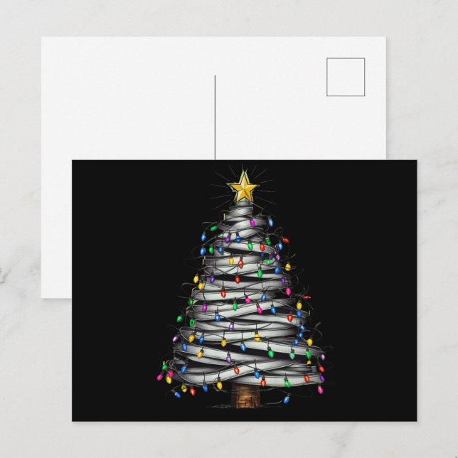Cartes Pour Fêtes Annuelles Arbre de Fête de Noël Lumineux  (Devant / Derrière)