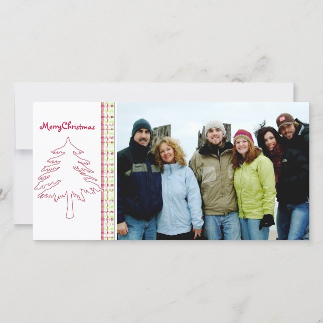 Cartes Pour Fêtes Annuelles Arbre de framboise Plaid & Flocon de neige Joyeux  (Devant)