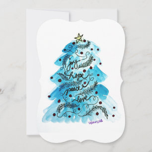 Cartes Pour Fêtes Annuelles Arbre de Joie Espoir Paix Amour
