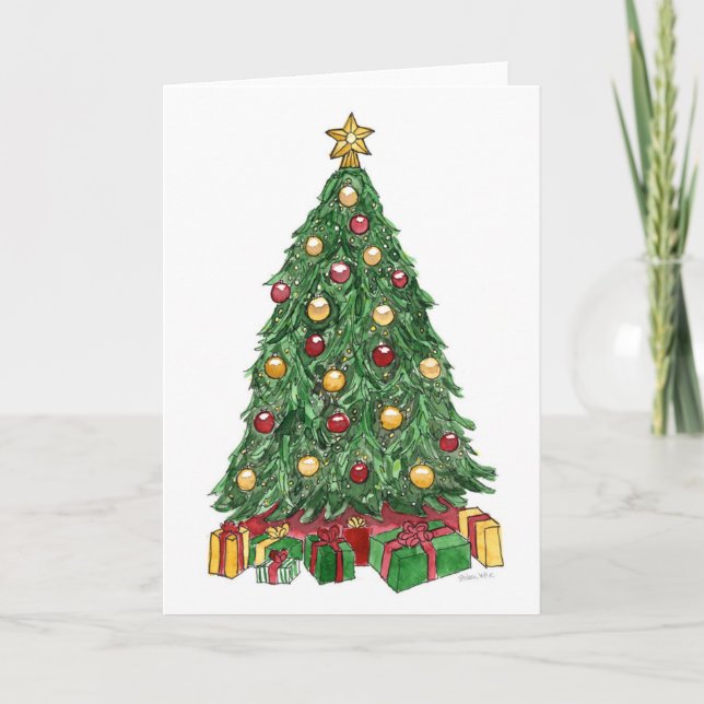 Cartes Pour Fêtes Annuelles Arbre de Noël (Devant)