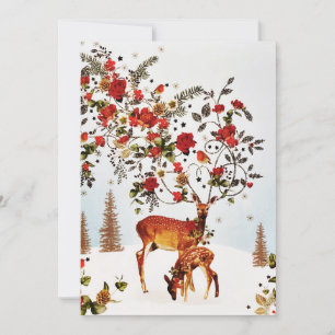 Cartes Pour Fêtes Annuelles Arbre de Noël à l'aquarelle de l'oiseau d'amour d'