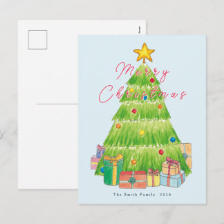 Cartes Pour Fêtes Annuelles Arbre de Noël à l'aquarelle Fête de Noël