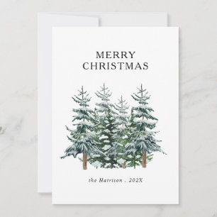Cartes Pour Fêtes Annuelles Arbre de Noël à l'aquarelle moderne non photo