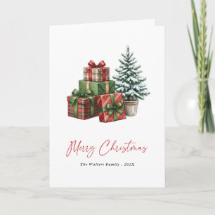 Cartes Pour Fêtes Annuelles Arbre de Noël à l'aquarelle moderne non photo