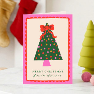 Cartes Pour Fêtes Annuelles Arbre de Noël à l'encadrement festonné plié avec u