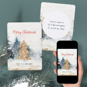 Cartes Pour Fêtes Annuelles Arbre de Noël à paillettes dorées aquarelle