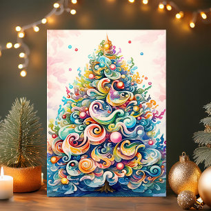 Cartes Pour Fêtes Annuelles Arbre de Noël à spirale colorée
