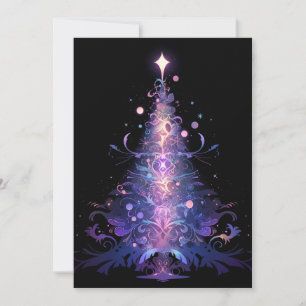 Cartes Pour Fêtes Annuelles Arbre de Noël Abstrait Indigo et Or Rose