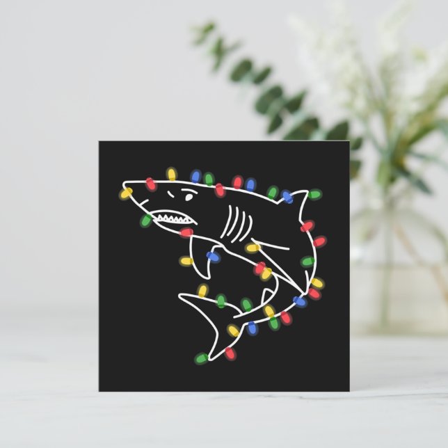 Cartes Pour Fêtes Annuelles Arbre de Noël amateur de requins Xmas animal de co (Debout devant)