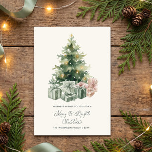 Cartes Pour Fêtes Annuelles Arbre de Noël aquarelle joyeux et lumineux