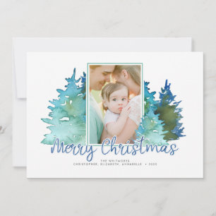 Cartes Pour Fêtes Annuelles Arbre de Noël aquarelle photo de vacances