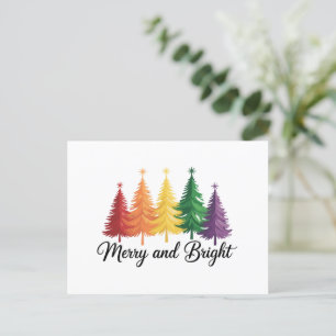 Cartes Pour Fêtes Annuelles Arbre de Noël arc-en-ciel gai LGBTQ joyeux et lumi