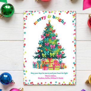 Cartes Pour Fêtes Annuelles Arbre de Noël Arc-en-Ciel Vibrant Joyeux et Lumine