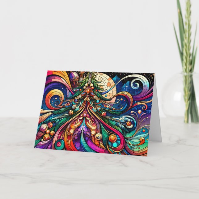 Cartes Pour Fêtes Annuelles Arbre de Noël Art déco (Devant)