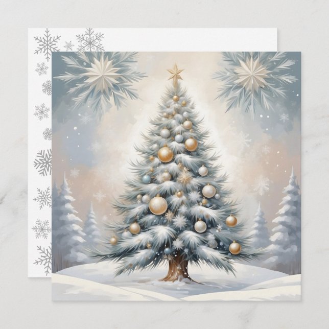 Cartes Pour Fêtes Annuelles Arbre de Noël Art déco avec ornements luxuriants d (Devant / Derrière)