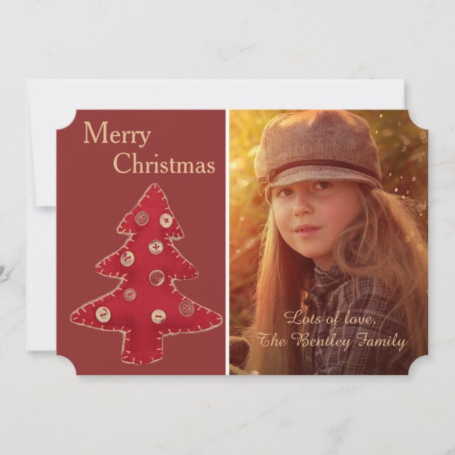 Cartes Pour Fêtes Annuelles Arbre de Noël artisanal photo personnalisée (Devant)