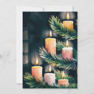 Cartes Pour Fêtes Annuelles Arbre de Noël aux bougies aquarelle