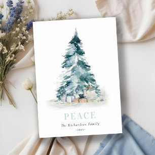 Cartes Pour Fêtes Annuelles Arbre de Noël aux cadeaux de pin aquarelle de neig