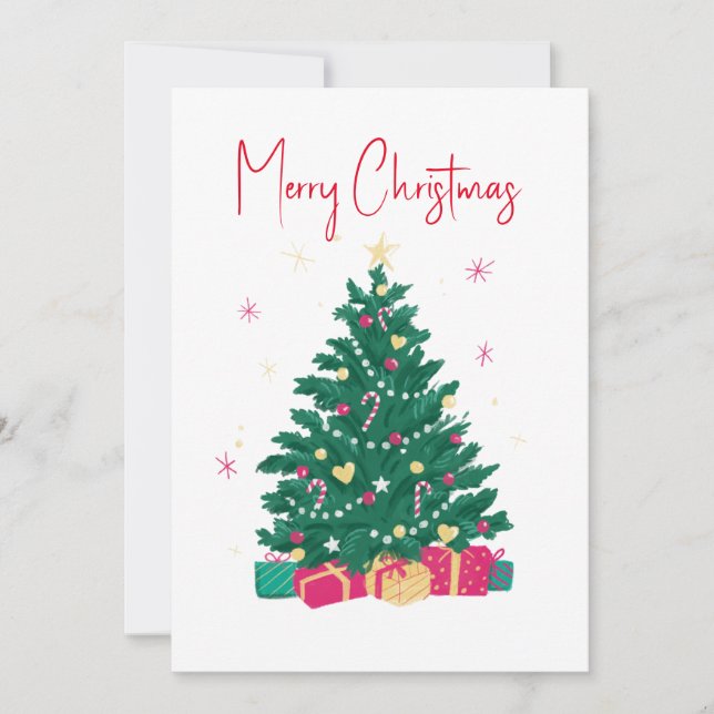 Cartes Pour Fêtes Annuelles Arbre de Noël avec cadeaux (Devant)