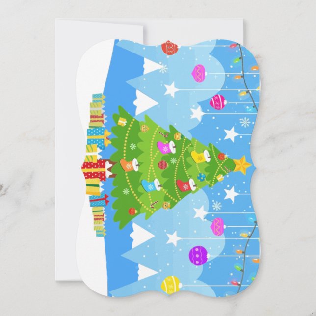 Cartes Pour Fêtes Annuelles Arbre de Noël avec Étoile et Cadeaux de Fêtes (Devant)