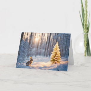 Cartes Pour Fêtes Annuelles Arbre de Noël avec lapin