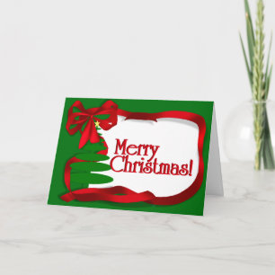 Cartes Pour Fêtes Annuelles Arbre de Noël avec ruban rouge