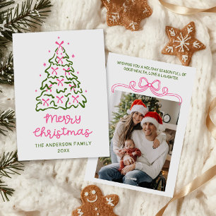 Cartes Pour Fêtes Annuelles Arbre de Noël avec rubans dessinés à la main Photo