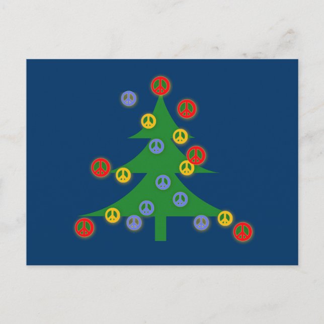 Cartes Pour Fêtes Annuelles Arbre de Noël avec signes de paix (Devant)