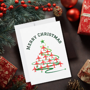 Cartes Pour Fêtes Annuelles Arbre de Noël Avion et Photo Simple Aviation