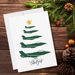 Cartes Pour Fêtes Annuelles Arbre de Noël, Avion militaire, Minimaliste